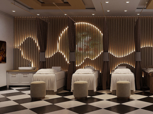 Ánh sáng phòng spa dịu nhẹ, dễ chịu