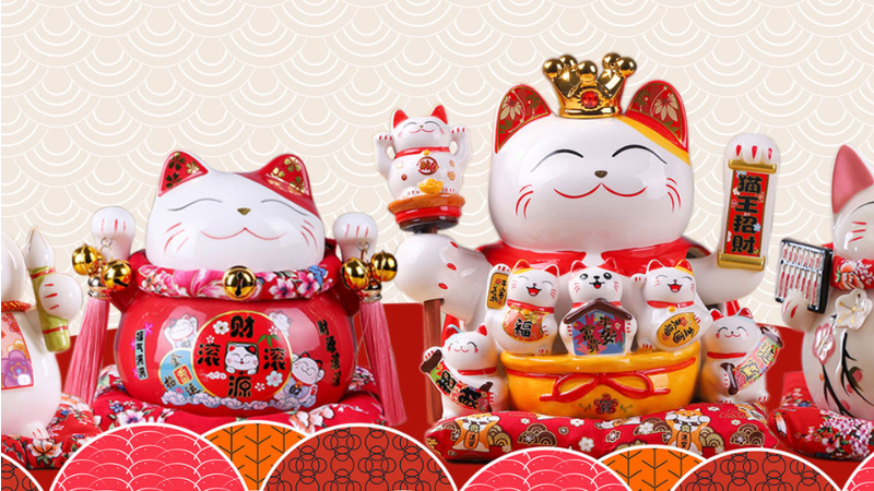 Mèo thần tài thường được trưng bày trong cơ sở spa