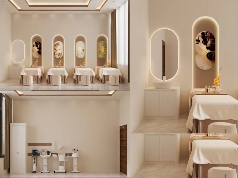 thiết kế spa chăm sóc da, spa chăm sóc da, công năng spa