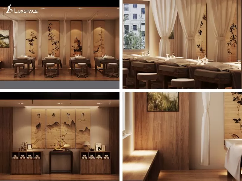 thiết kế spa dưỡng sinh 100m2 phong cách Trung Hoa, thiết kế spa dưỡng sinh phong cách Trung Hoa, công năng spa dưỡng sinh, công năng spa dưỡng sinh Trung Hoa