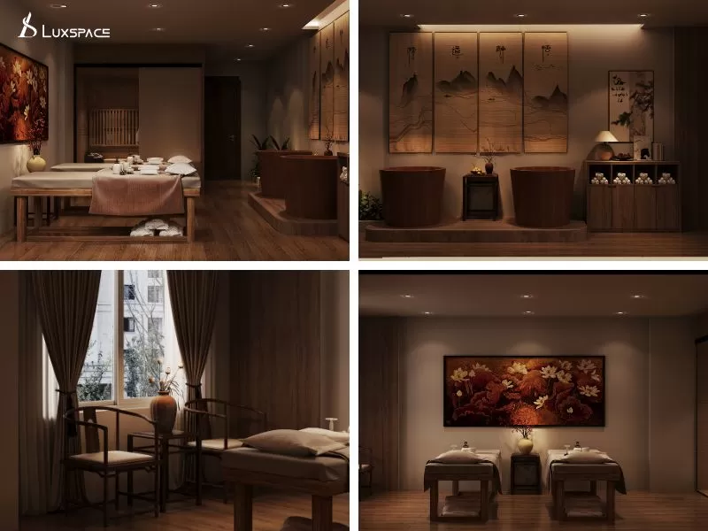 thiết kế spa dưỡng sinh 100m2 phong cách Trung Hoa, thiết kế spa dưỡng sinh phong cách Trung Hoa, công năng spa dưỡng sinh, công năng spa dưỡng sinh Trung Hoa