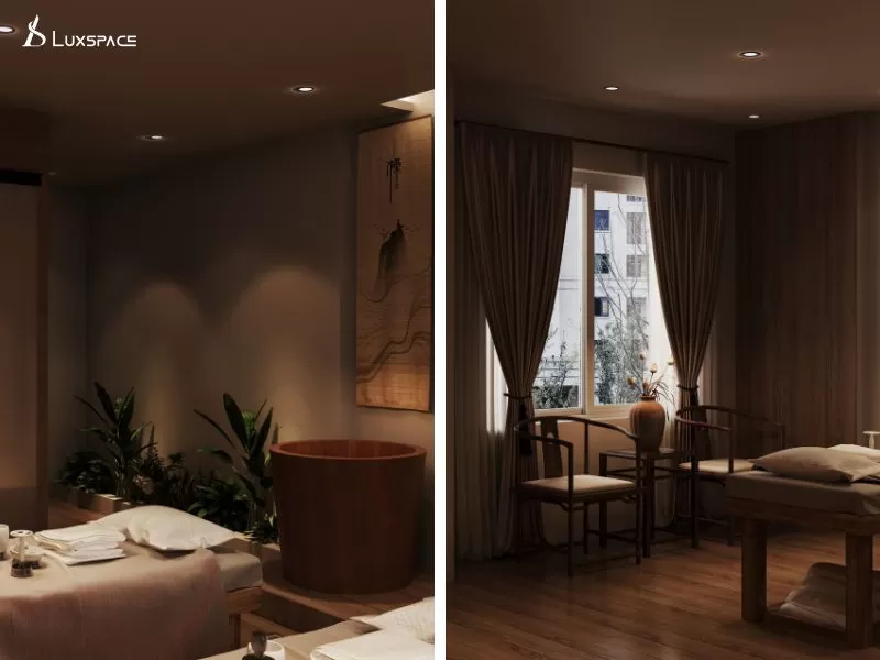 thiết kế spa dưỡng sinh 100m2 phong cách Trung Hoa, thiết kế spa dưỡng sinh phong cách Trung Hoa, công năng spa dưỡng sinh, công năng spa dưỡng sinh Trung Hoa