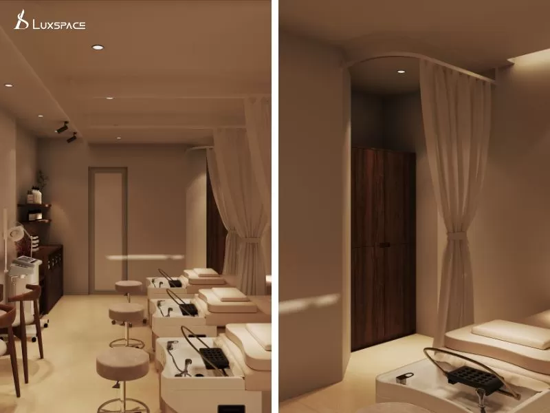 thiết kế spa dưỡng sinh 100m2 phong cách Trung Hoa, thiết kế spa dưỡng sinh phong cách Trung Hoa, công năng spa dưỡng sinh, công năng spa dưỡng sinh Trung Hoa