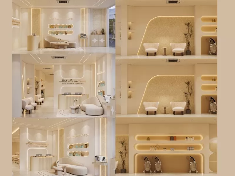 thiết kế spa sang trọng, hiện đại 100m2, thiết kế spa, c&ocirc;ng năng spa 