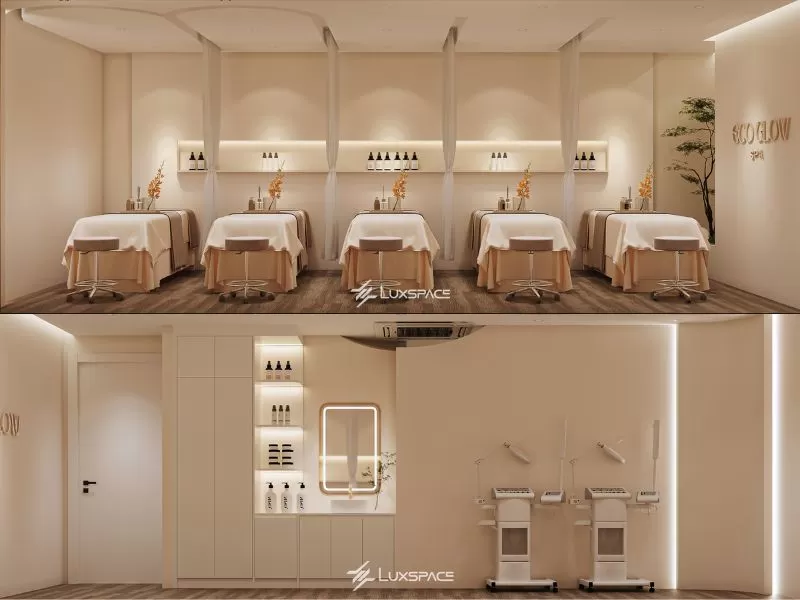 thiết kế spa sang trọng, hiện đại 100m2, thiết kế spa, c&ocirc;ng năng spa 