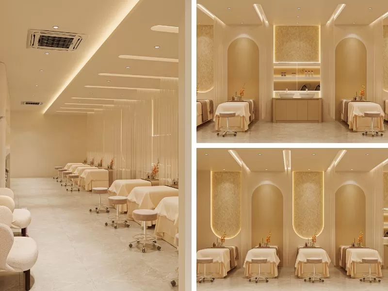 thiết kế spa sang trọng, hiện đại 100m2, thiết kế spa, c&ocirc;ng năng spa 