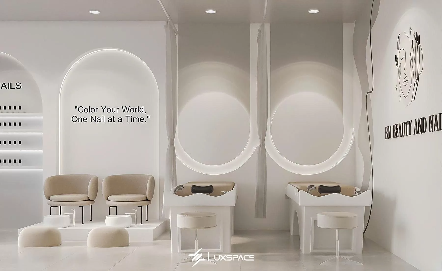 BM Beauty & Nail - Thiết kế tiệm nail spa đẹp