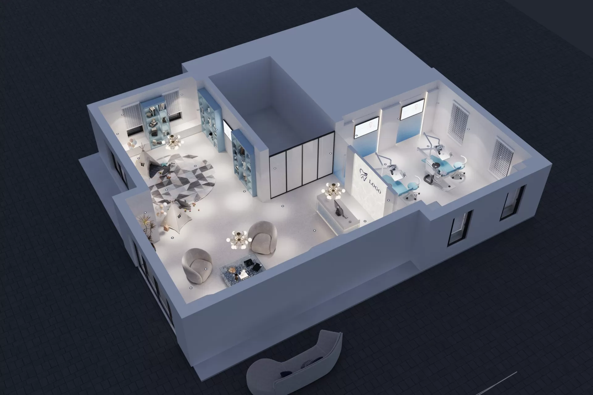 Phòng khám nha khoa 85m2 hiện đại, tinh gọn